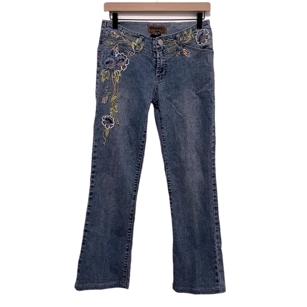 PARIS ANGEL Vintage Y2K Low Rise Embroidered Denim Jeans